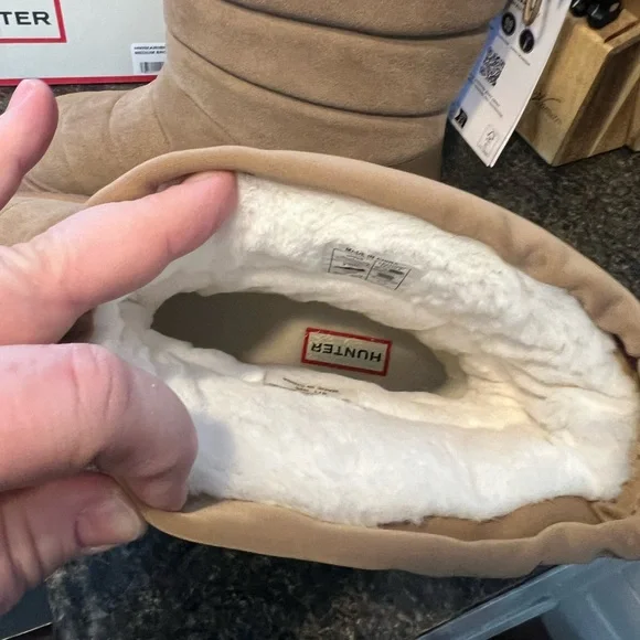 New Hunter Women’s Maribel Lug Sole Insulated Waterproof Snow Booties Boots Tan - Picture 6 of 15